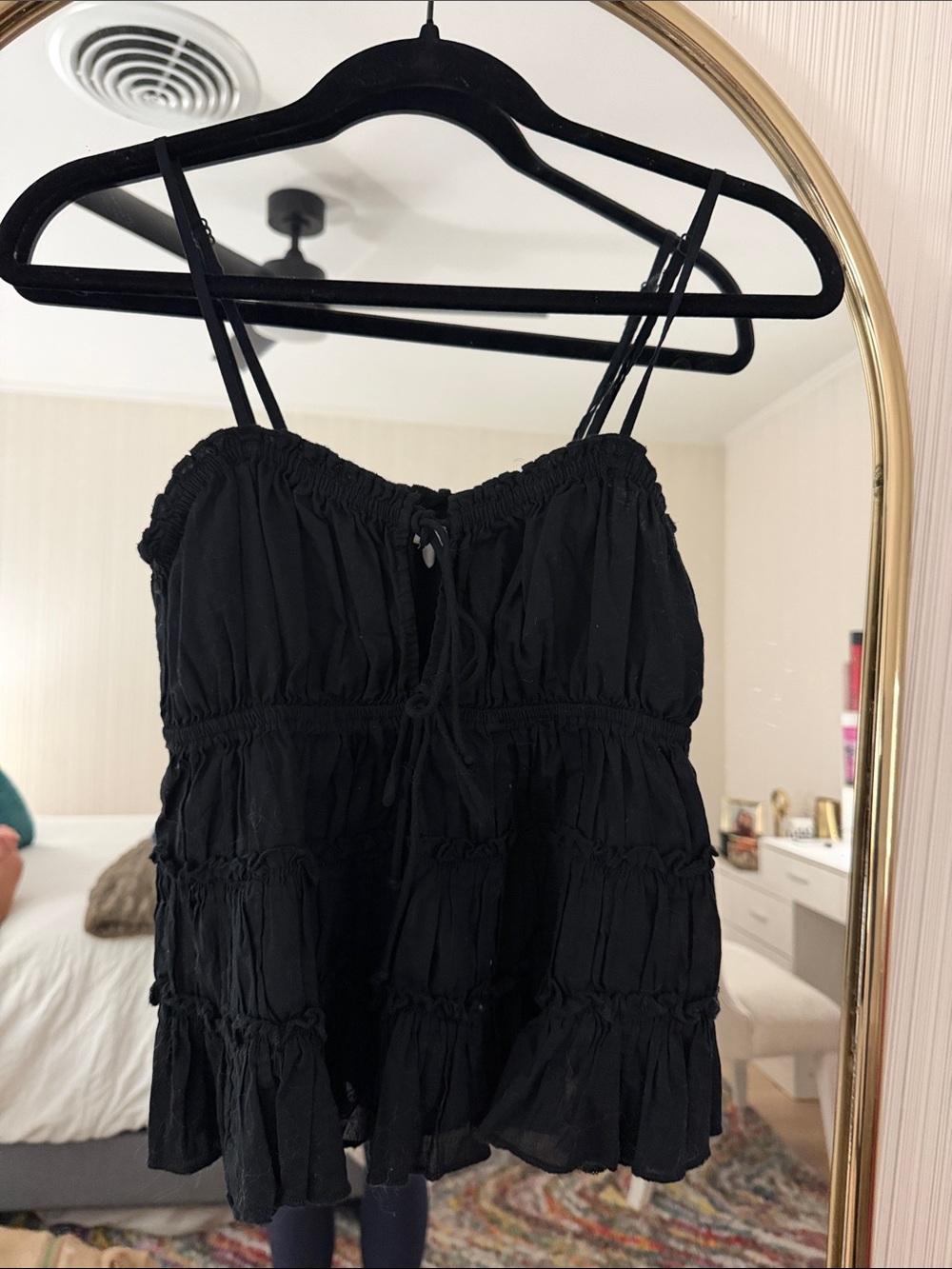 aerie Black Tiered Ruffle Camisole
